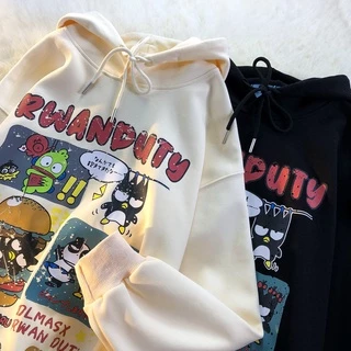 Áo hoodie PEWARN dáng rộng in họa tiết hoạt hình graffiti phong cách harajuku đường phố cho nam và nữ cỡ lớn