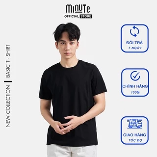 Áo thun nam tay ngắn 100% Cotton co giãn 4 chiều màu đen trơn MINUTE BLACK LEGEND