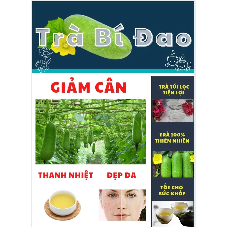 TRÀ GIẢM CÂN BÍ ĐAO, Giảm Cân, Thanh Nhiệt, Đẹp Da 40 Túi Lọc