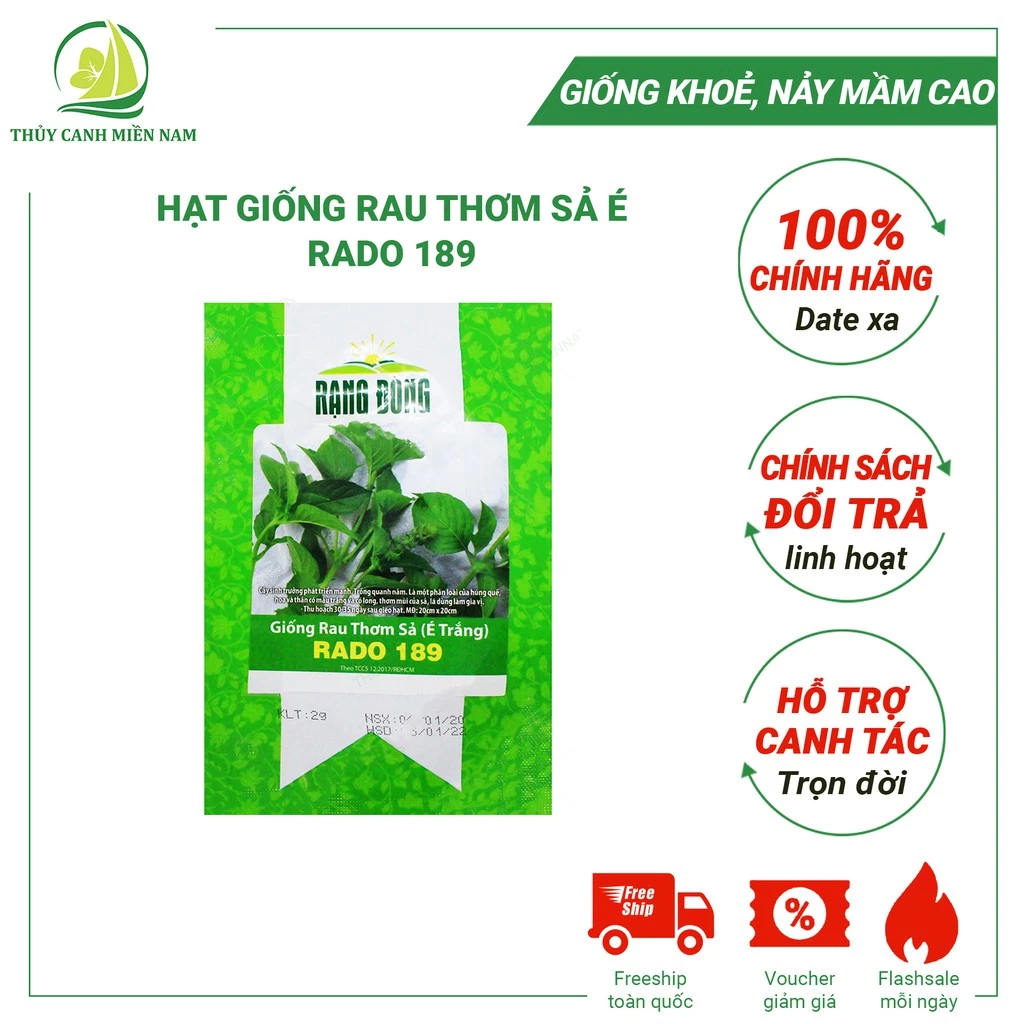 Hạt Giống Rau Thơm Sả (É Trắng) RADO 189 (2g) | Giống Khoẻ, Tỉ Lệ Nảy Mầm Đến 90%, Có Hỗ Trợ Trồng Rau Tại Nhà