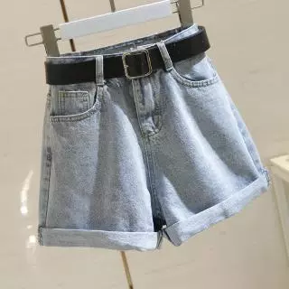 Quần Short Denim Lưng Cao Phong Cách Hàn Quốc