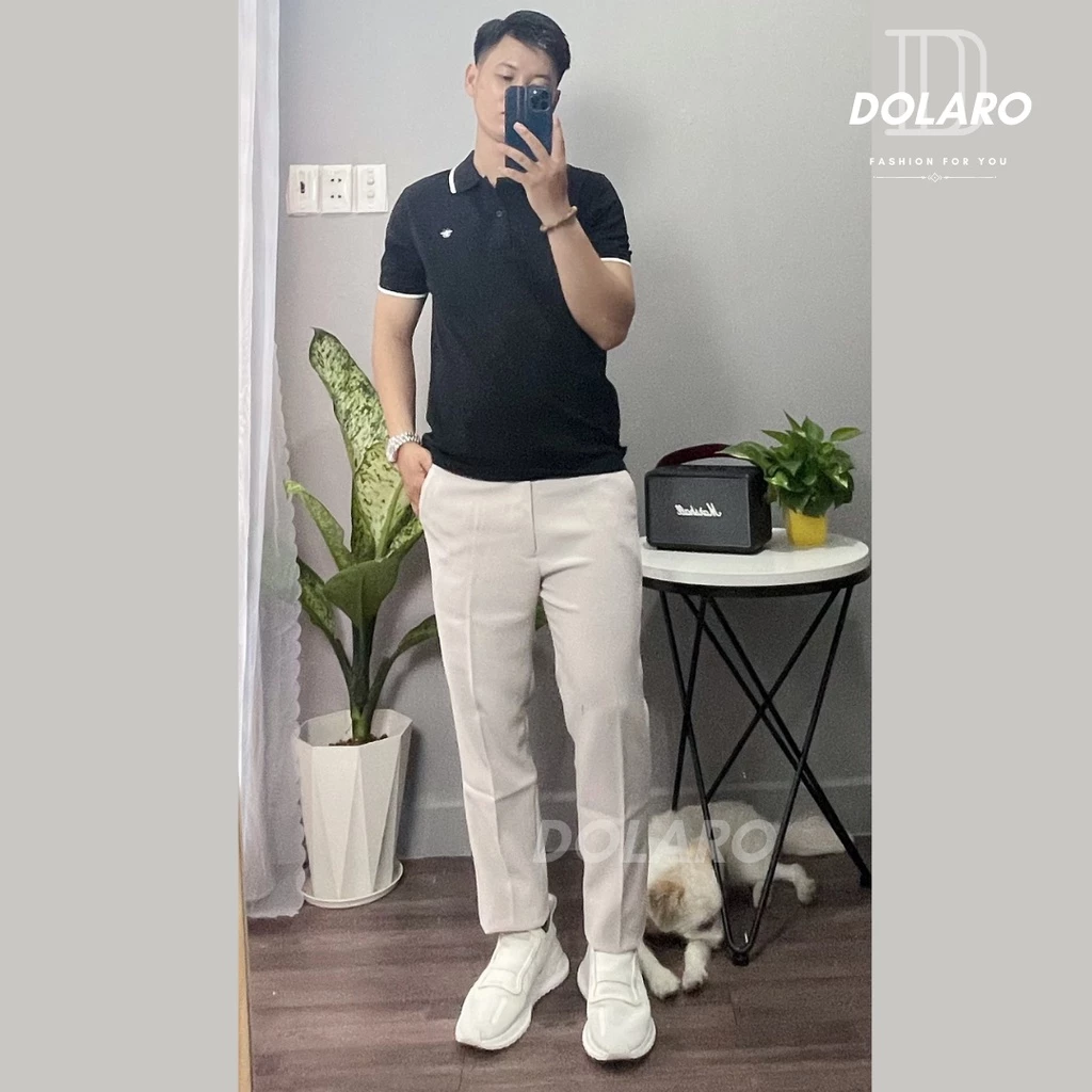 Quần tây nam DOLARO ống suông chất tuyết mưa chống nhắn chống xù