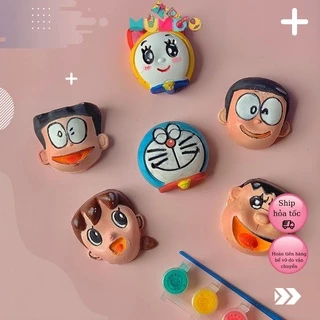 Combo 6 tượng tô màu  SIZE S 08 DORAEMON,  tượng thạch cao MUNDO