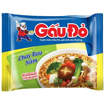 THÙNG 30 GÓI MỲ CHAY RAU NẤM GẤU ĐỎ 64GR