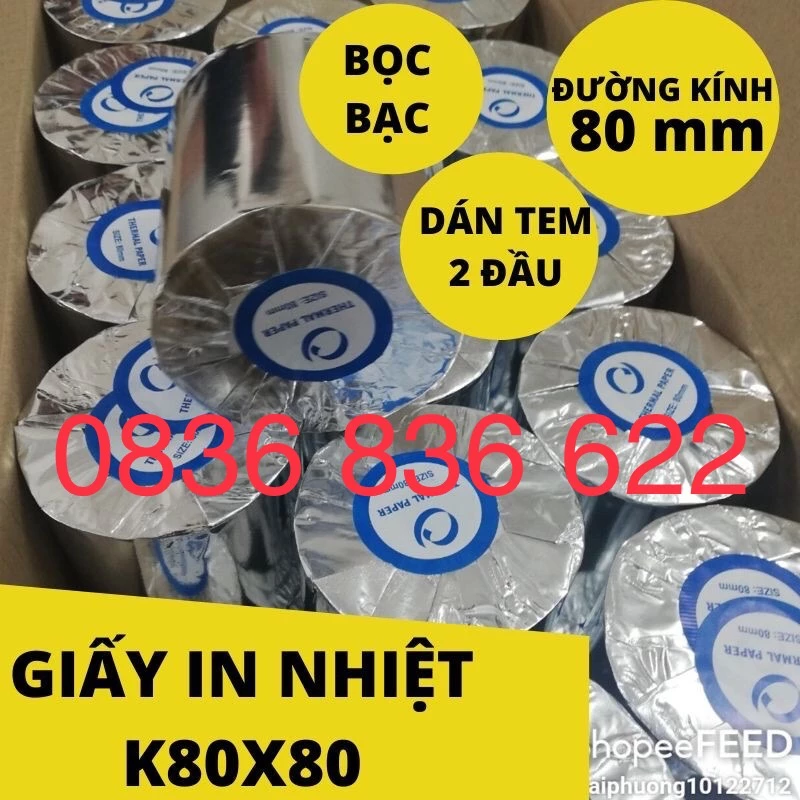 [ Combo 10c ] Giấy in hóa đơn, giấy in bill size đại K80 x 80mm ( cuộn to )