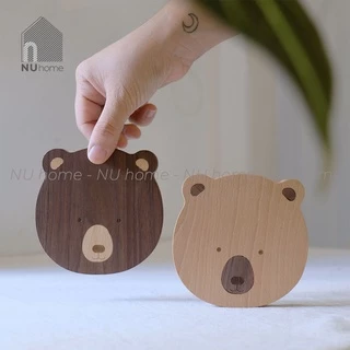 Đế lót ly hình gấu - Bina | nuhome.vn | được thiết kế đẹp mắt và dễ thương từ chất liệu gỗ tự nhiên cao cấp