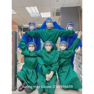 [Cao cấp] Áo choàng phẫu thuật - phòng mổ màu xanh lá, xanh dương
