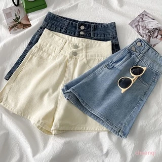 Quần Short Denim Lưng Cao Ống Rộng Phong Cách Hàn Quốc Thời Trang Cho Nữ