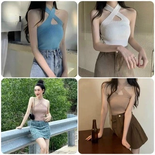 💥Áo len nữ dệt kim dây chéo ngực sexy hàng Quảng Châu