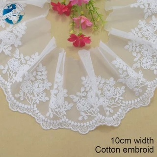 10cm Rộng cotton Thêu Ren Cạnh Ren Vải diy trims mini Đầm Ren Ruy Băng Quần Áo Phụ Kiện 3713