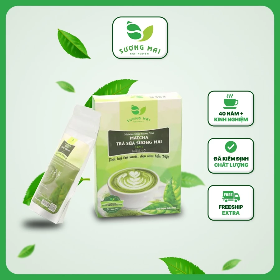 Bột Matcha Nguyên Chất 3in1 Suma Nano SƯƠNG MAI Hương Thơm Dịu Nhẹ Không Hắc Mùi Trà Hậu Vị Ngọt Trọng Lượng 200-500Gram