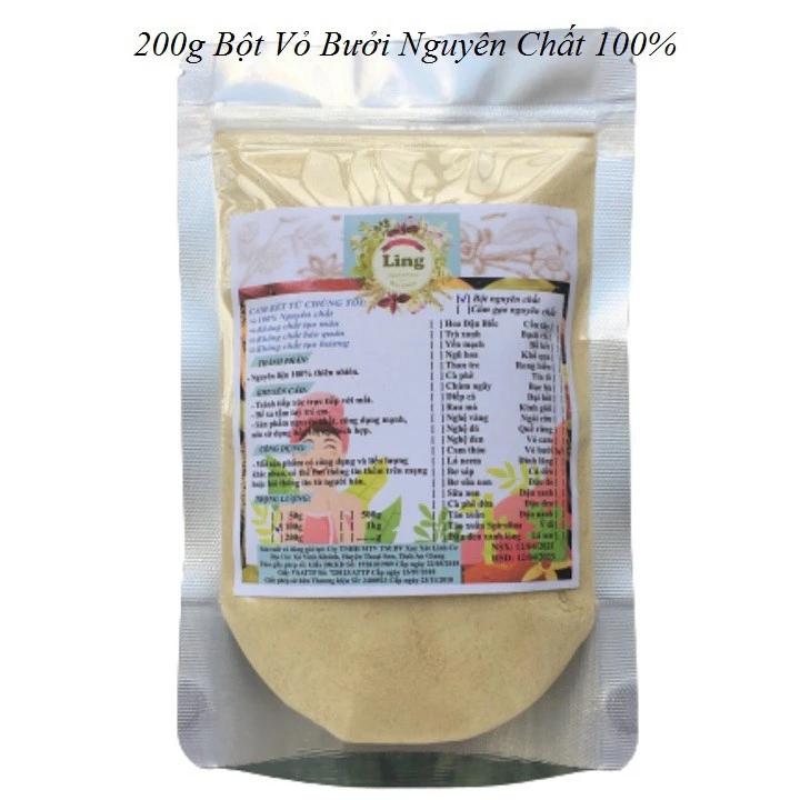 200g Bột Vỏ Bưởi nguyên chất thiên nhiên 100% có giấy VSATTP và ĐKKD dùng để đắp mặt đa công dụng