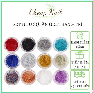 Nhũ sợi trang trí móng, ẩn gel móng chuyên nghiệp set 12 ô Cheap Nail