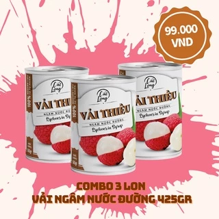 HOT99K- Combo 3 lon Vải ngâm nước đường Cát Long 565gr