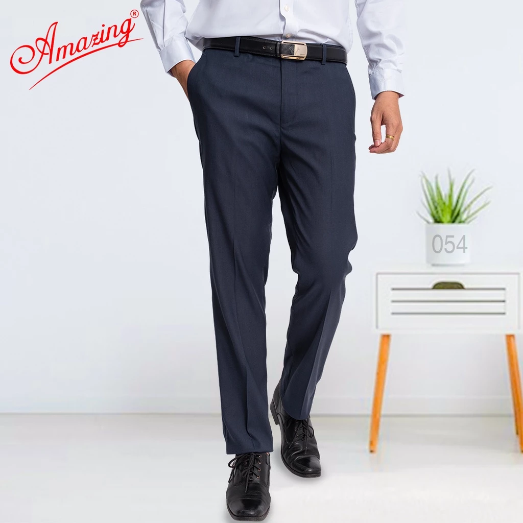 Quần tây nam trung niên không ly,  Amazing, form Regular, ống đứng, màu trơn, thời trang cao cấp