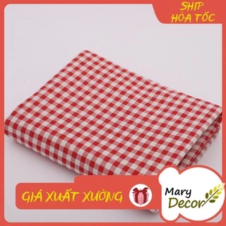 Vải linen họa tiết Caro đỏ V-A03