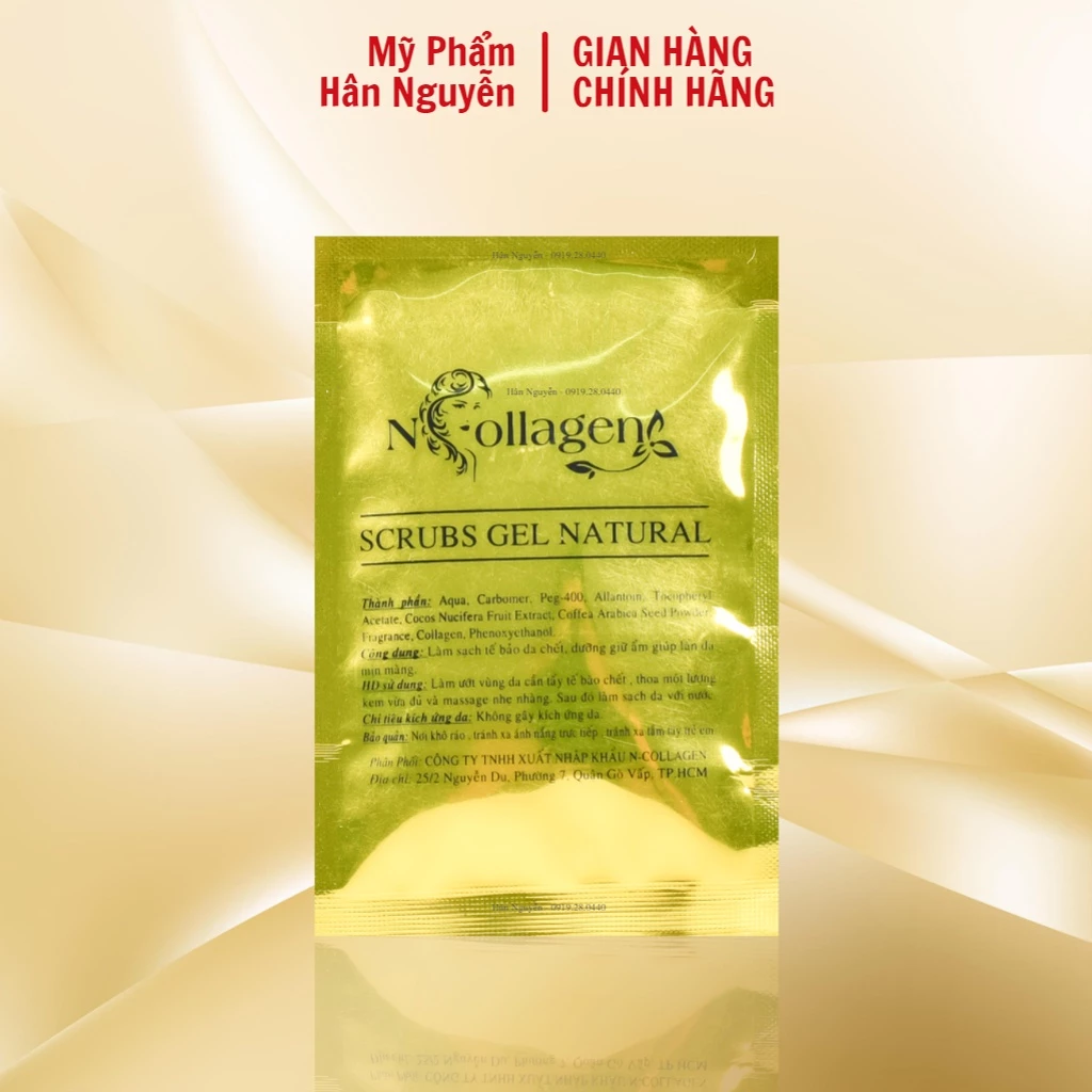 Gói tẩy da chết trà xanh giúp sạch da dưỡng trắng giữ ẩm da Ncollagen Hân Nguyễn 10g 8938526572102