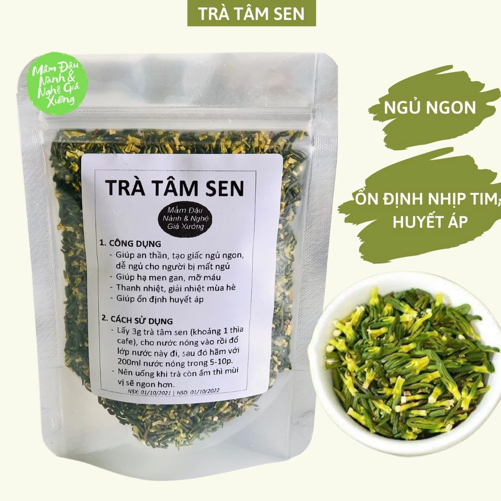 Trà tâm sen khô (trà tim sen) giúp dễ ngủ, ngủ ngon loại đẹp 100gr