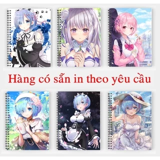 sổ tay Rem Re:Zero Ram Rem emilia sổ gáy xoắn 200 trang