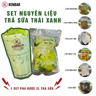 Set Trà Sữa Thái Xanh Trân Châu Kenbar (Kèm rau câu thơm ngon dễ làm )