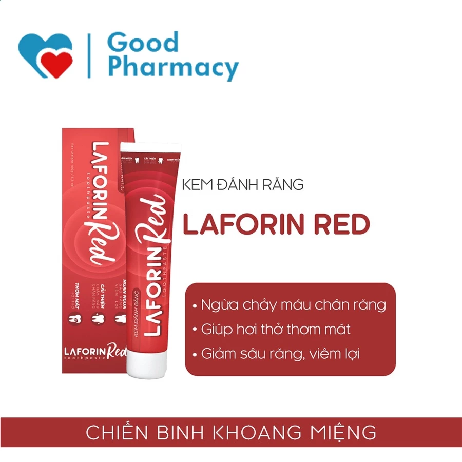 Kem đánh răng Laforin Red ngăn chảy máu chân răng, ngừa sâu răng, các bệnh về lợi, nướu, hơi thở thơm mát - Tuýp 100g