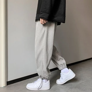 Quần jogger nỉ - MayLinh shop -Quần Sweatpants Jogger dây rút bo ống chun nỉ tổ ong unisex form rộng phong cách Hàn Quốc