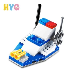 Bộ 22 khối lắp ghép HYG TOYS mô hình xe cảnh sát/ tàu thuyền mini cho bé