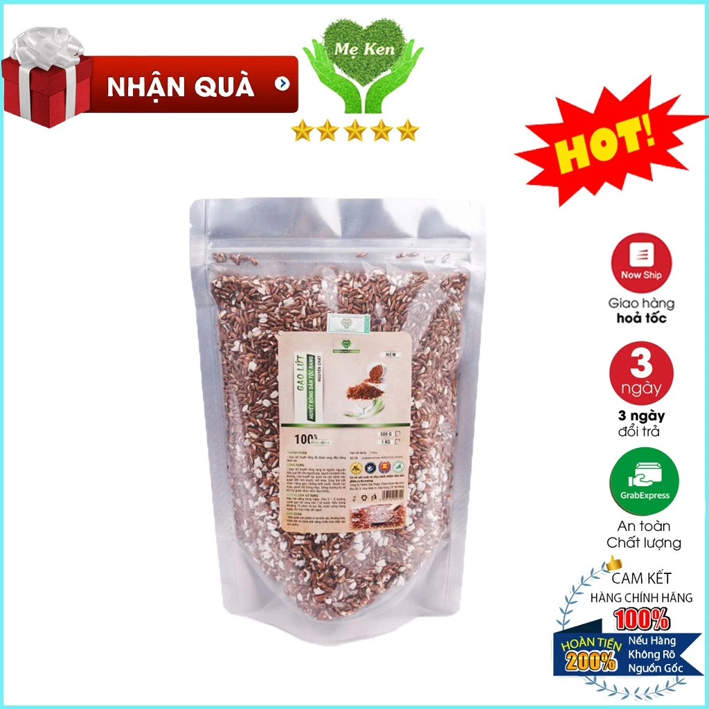 Gạo lứt đỏ huyết rồng rang sẵn nguyên chất Mẹ Ken Loại 500gr - rang củi giảm cân, tốt cho người tiểu đường