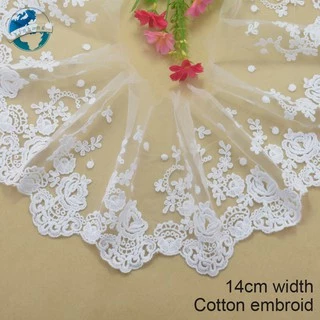 14cm Rộng cotton Thêu Ren Cạnh Ren Vải diy trims mini Đầm Ren Ruy Băng Quần Áo Phụ Kiện 3159