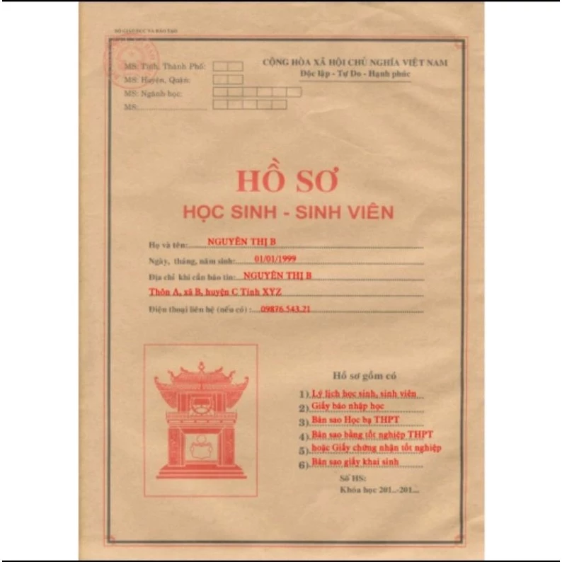 Combo 5 Hồ sơ học sinh sinh viên