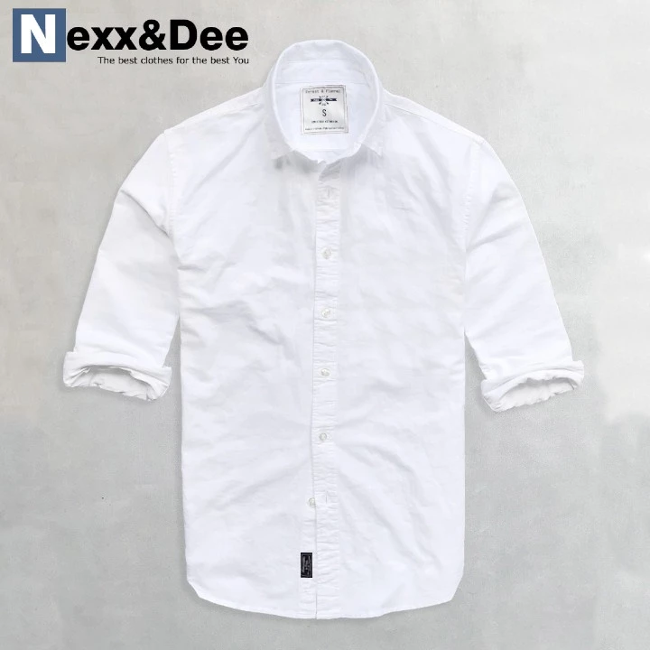 Áo sơ mi nam tay dài màu trắng công sở vải oxford cao cấp không túi Nexx&Dee SM03