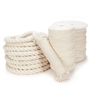 [TPHCM] 1kg Dây thừng cotton thắt macrame 3 xoắn kem sữa và vàng ngà (2mm, 3mm, 4mm, 5mm, 8mm, 10mm, 15mm)