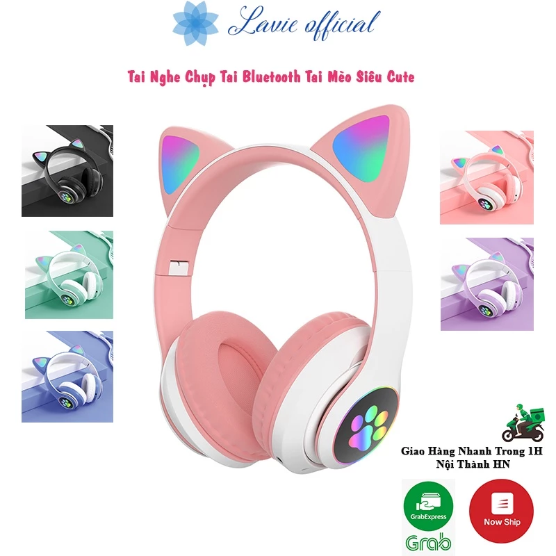 [HOT] Tai Nghe Chụp Tai Mèo Bluetooth Có Mic | Headphone Bluetooth Tai Mèo Có Led Đổi Màu Siêu Cute, Âm Thanh Sống Động