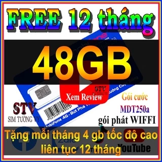 Sim 4G miễn phí 1 năm không nạp tiền gói cước Mdt250a, mua một lần xài nguyên năm miễn phí, sim sử dụng trên toàn quốc