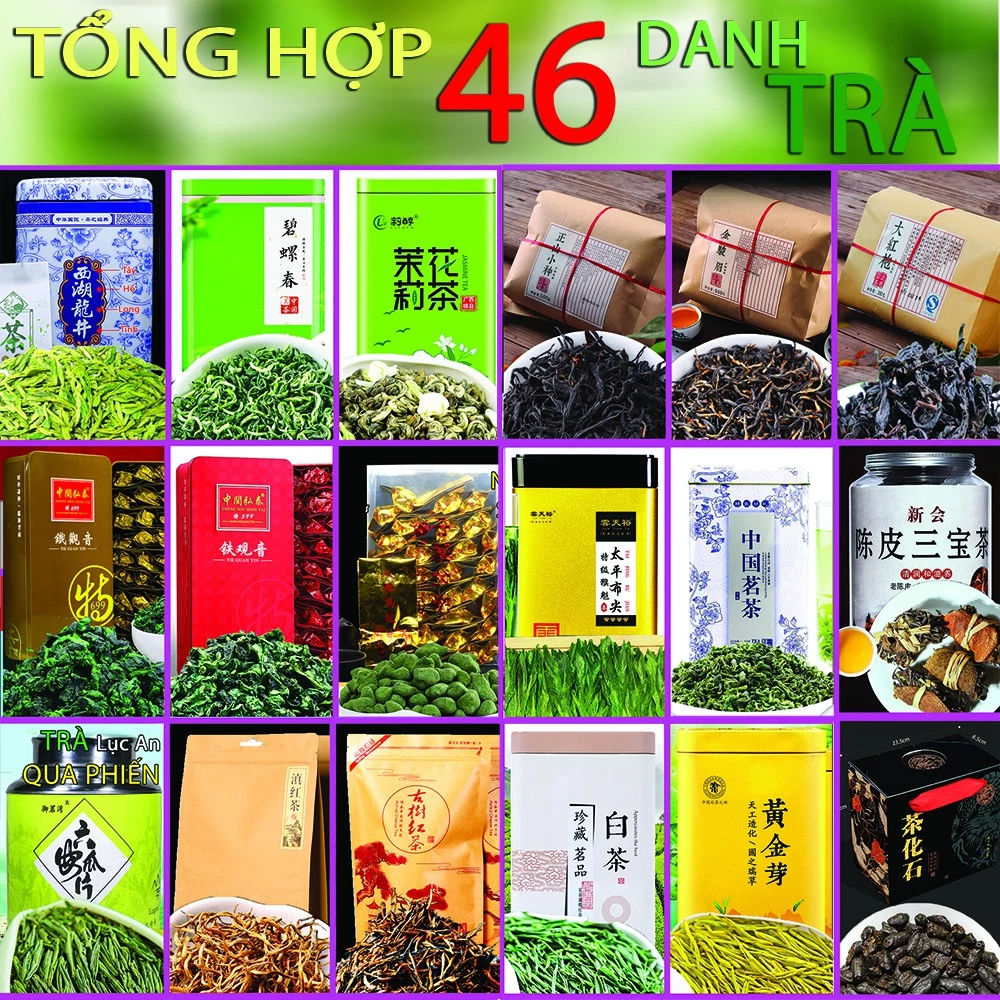 46 Loại Trà Ngon - 10 Gram Dùng Thử - Trà xanh, trà ô long, hồng trà, đậm vị, hàng nội địa nhập khẩu