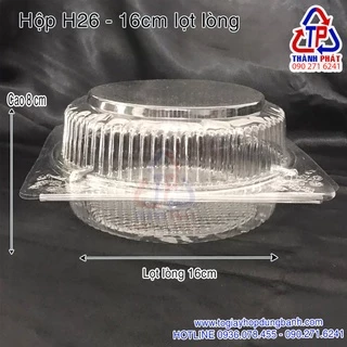 50 Hộp nhựa nắp gập H26 đựng bánh bông lan trứng muối 16cm