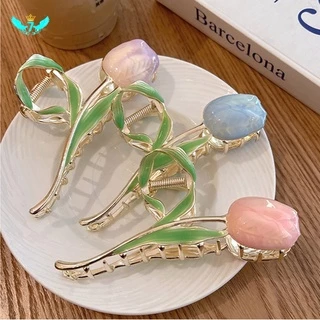 Kẹp Tóc Hoa Tulip / Cá Mập / Vuốt Đuôi Ngựa Vintage Ngọt Ngào Hợp Thời Trang Cho Nữ Hai CEP