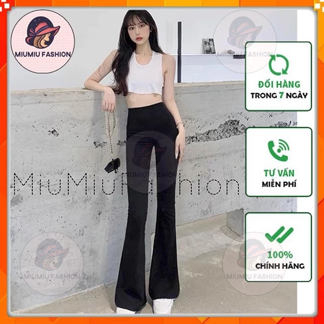 Quần ống loe cạp cao legging dáng dài, Quần legging nữ ôm ống loe dáng dài