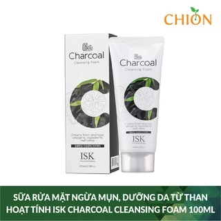 Sữa rửa mặt ngừa mụn, dưỡng da từ than hoạt tính ISK Charcoal Cleansing Foam 100ml - Hàn Quốc Chính Hãng