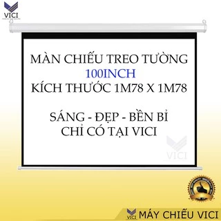 Màn chiếu treo tường 100inch (1m78x1m78). Phù hợp cho lắp đặt trường học, văn phòng khung màn chắc chắn, bền đẹp