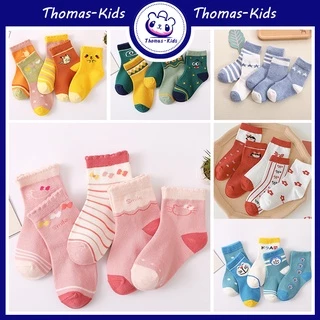 Set 5 Đôi Vớ Cotton Thoáng Khí Thấm Hút Mồ Hôi In Họa Tiết Hoạt Hình Doraemon Dành Cho Các Bé 1-12 Tuổi