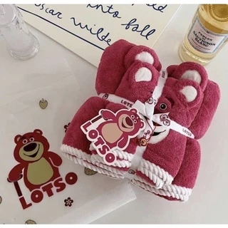 (Sét 2) khăn tắm + khăn mặt gấu hồng LOTSO