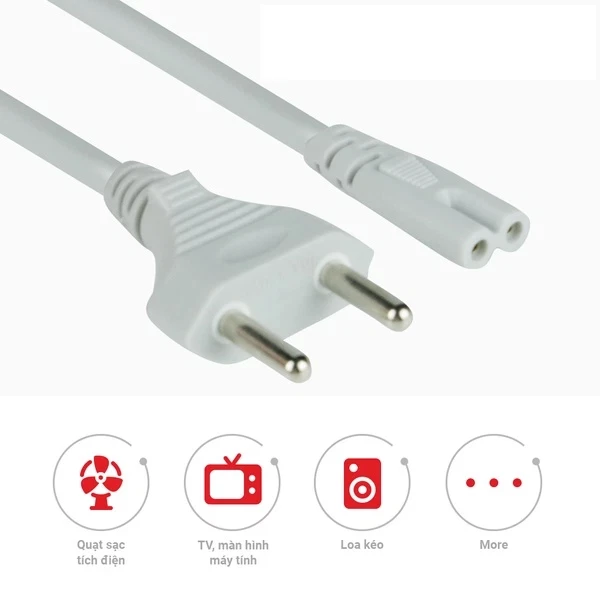 Dây nguồn kiểu số 8 HJD cho loa kéo Tivi quạt sạc