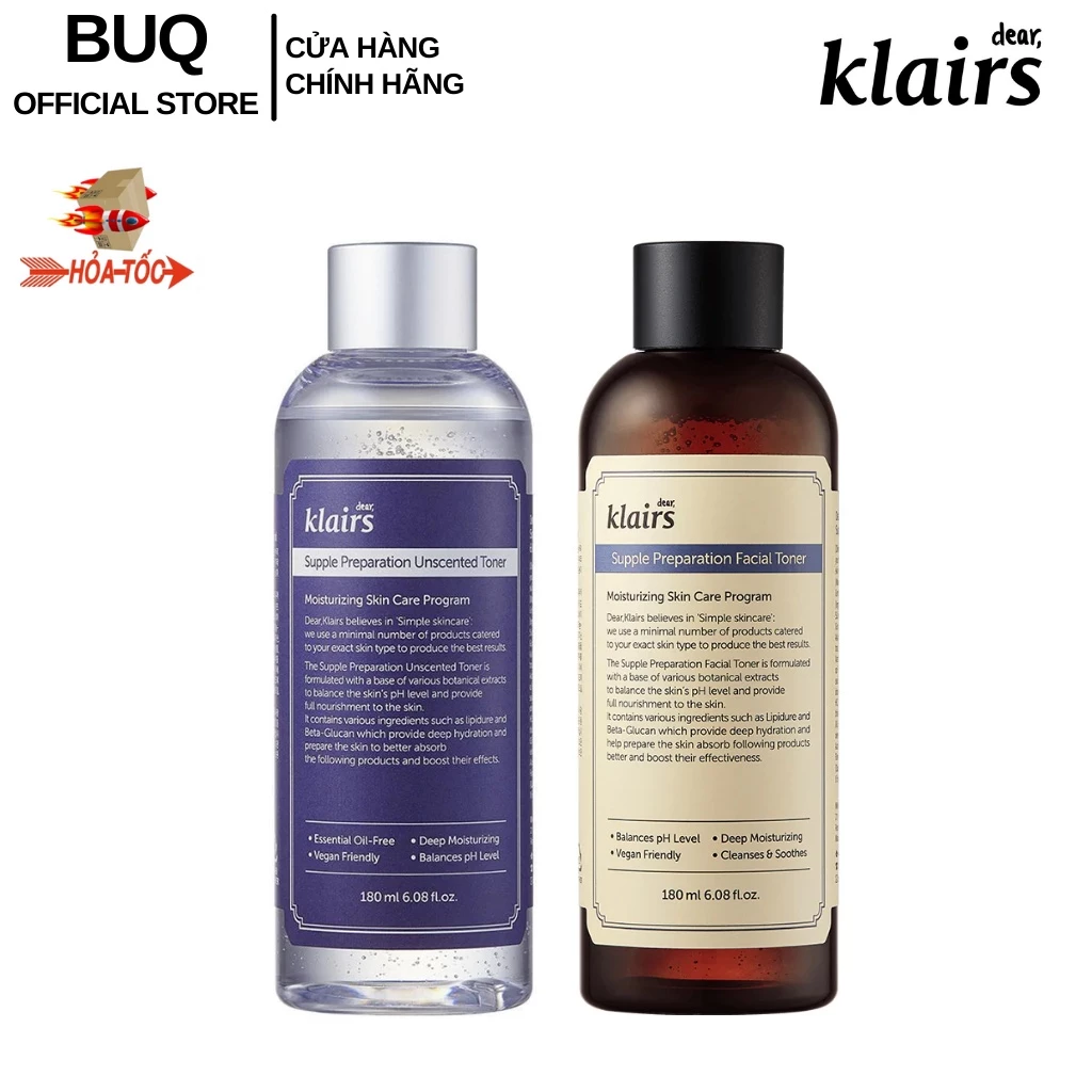 Nước Hoa Hồng Dear Klairs Supple Preparation Toner Chống Viêm Dưỡng Ẩm 180ml ( Có Mùi Và Không Mùi )