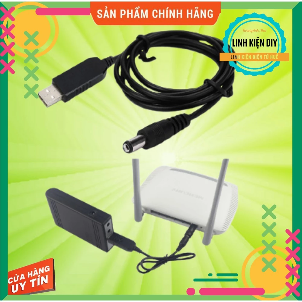 [S106] Dây Cáp Nguồn Usb 5v Sang 9v 12v chân 5,5mm 2.1mm dùng Wifi khi mất điện