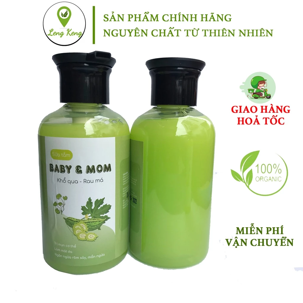 Sữa Tắm Khổ Qua LengKengFarm và Rau Má Mẹ&Bé Giảm Mụn, Rôm Sẩy Toàn Thân, Mang Lại Làn Da Mịn Màng, Thơm Nhẹe