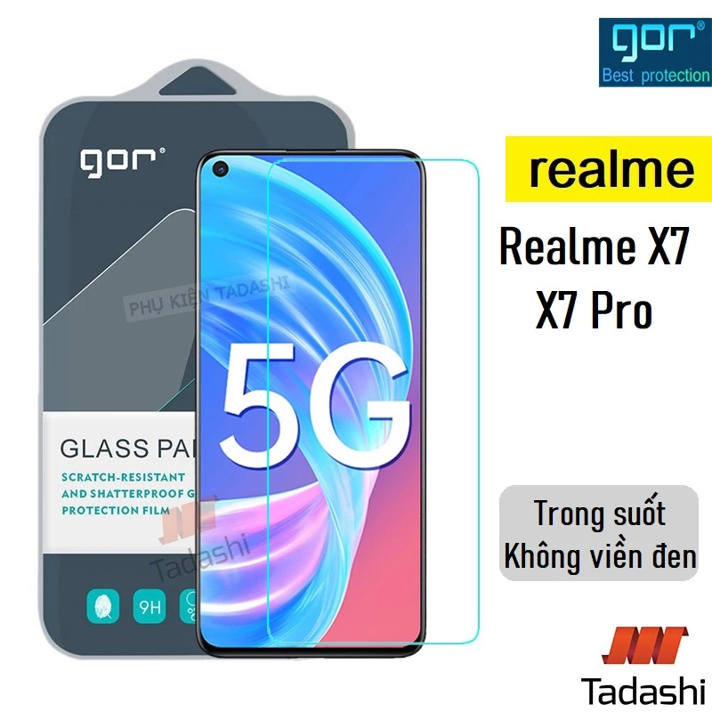 Kính cường lực Gor Realme X7 Pro/ Realme X7 Trong Suốt, Hạn Chế Bám Vân Tay Cao Cấp, 9H/ Vát 2.5D - Chính hãng Gor