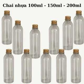 Chai pet nhựa 100ml, 150ml, 200ml nắp nhôm vặn, nhựa cứng an toàn sử dụng