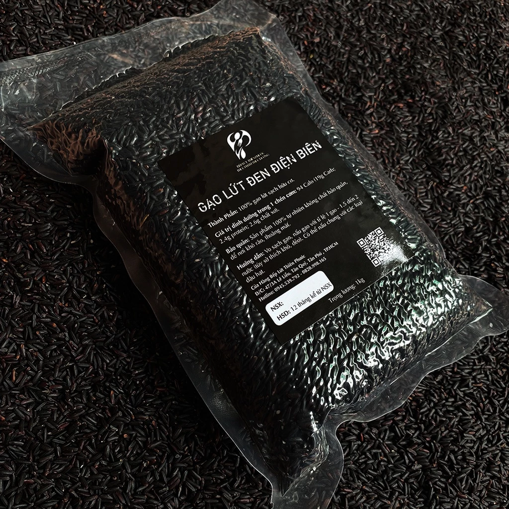 Gạo Lứt Đen Dẻo Thiên Phước (LOẠI NGON) 1 KG - Gạo Lức Hữu Cơ Hút Chân Không