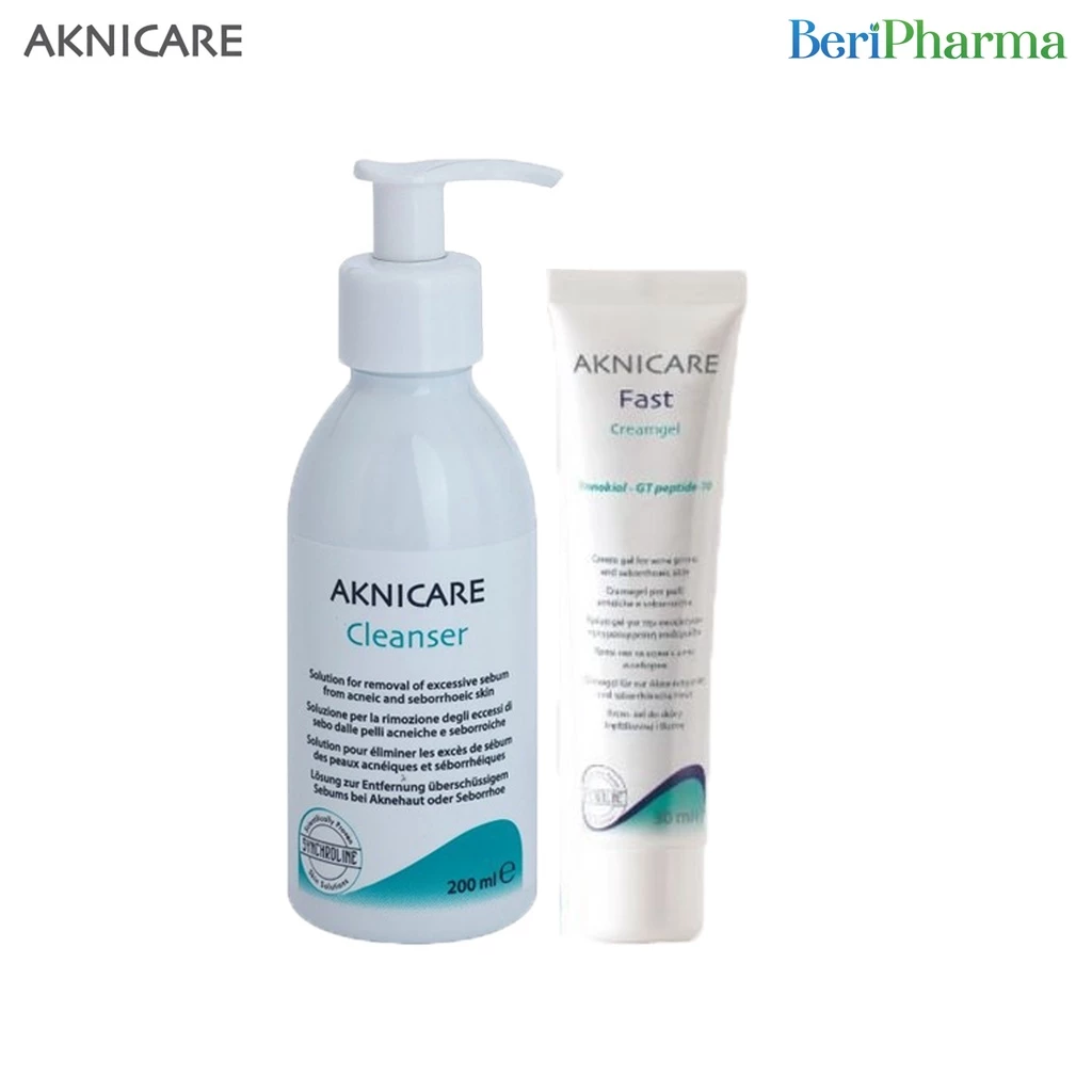 Aknicare Combo Gel Rửa Mặt Cho Da Dầu Mụn Cleanser + Kem Giảm Nhờn Mụn Fast Creamgel